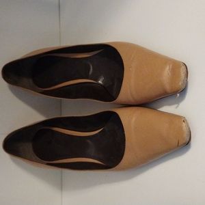 Vintage Taupe Leather Kitten Heels